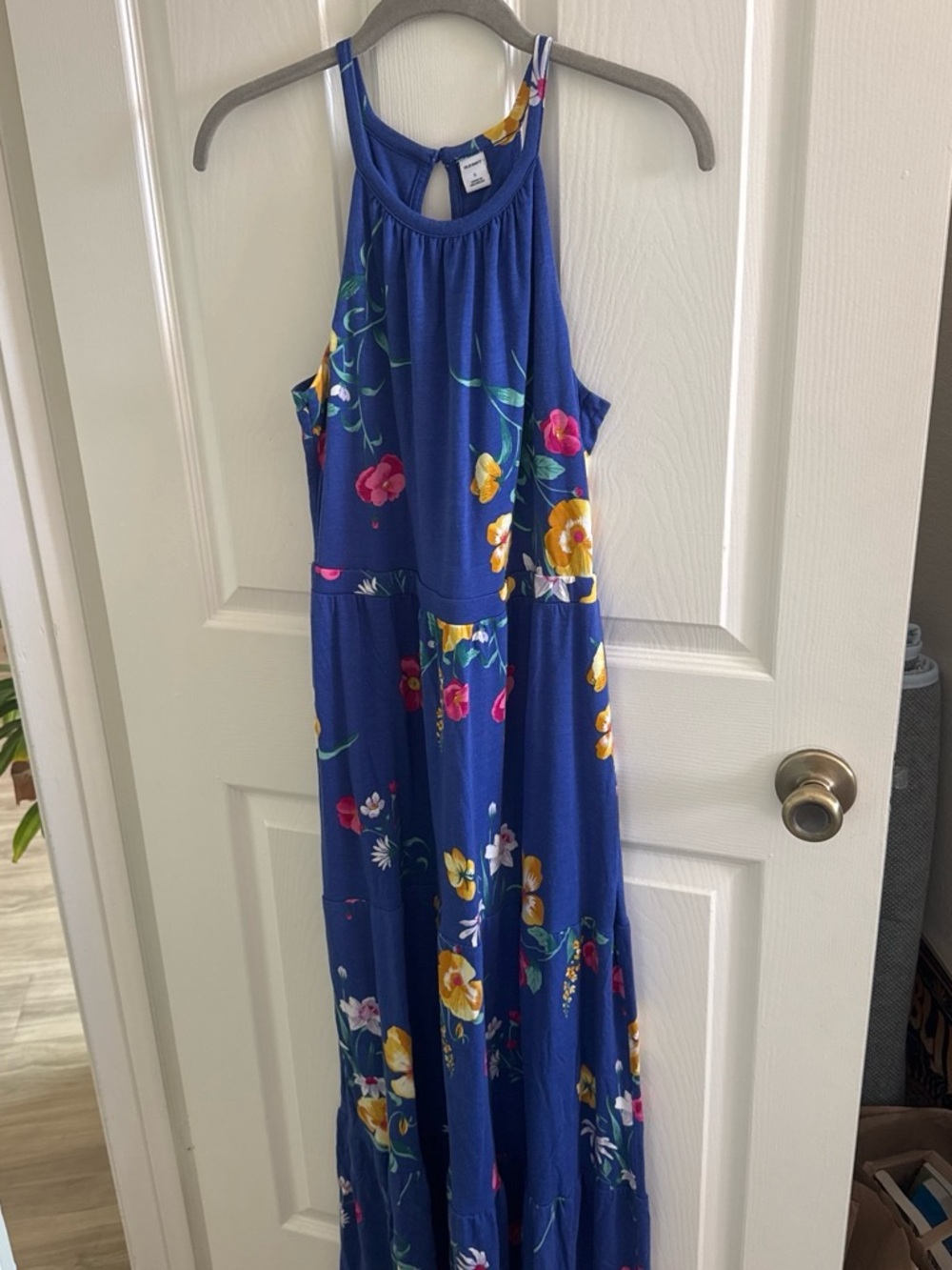 Old Navy Blue Floral Halter Maxi Dress